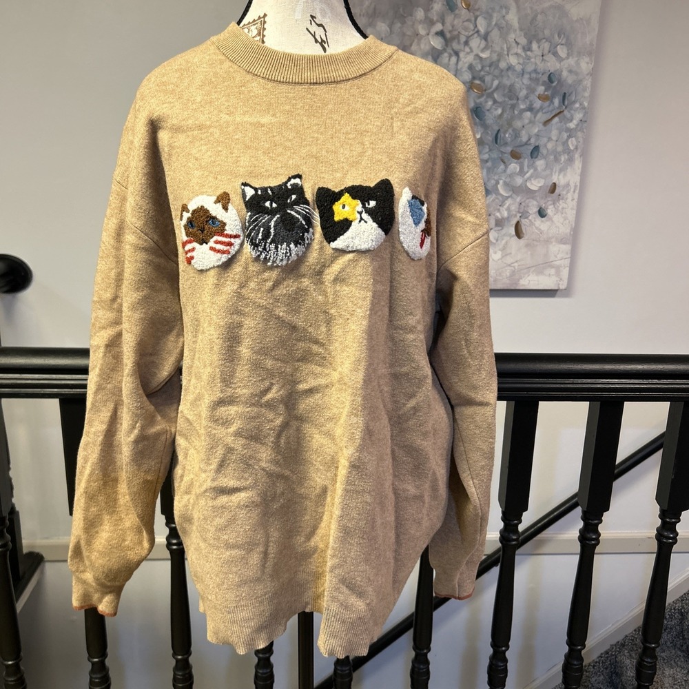 [Graniph] The Four Cats | Fleece‎ Sweatshirt Size L